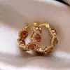 Aretes Redondos con Incrustaciones de Diamantes Electrochapados en Oro Real de 18K, Aretes Estilo Maillard Retro Moda, Aretes de Lujo Ligero y Gama Alta