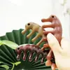 Pente de Sândalo Verde Natural para Meridianos Pente Portátil para Massagem na Cabeça Couro Cabeludo Cinco Dedos Pente Universal Dentes Largos Pente Gua Sha