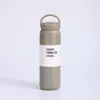 Copo de Elemento Simples Estilo Japonês Transfronteiriço Aço Inoxidável 304 Caneca de Café Alça Tampa Plana Copo de Água Esportivo Portátil