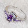 Anillo de Platino Morado Ovalado + Diamante Blanco Pequeño, Microincrustado con Circonita, Personalidad, Versátil, Elegante - Deseo Transfronterizo