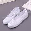 Marca de una palabra Zapatos de enfermera Blancos planos tacón medio-bajo zapatos de verano para mujer belleza Zapatos blancos pequeños huecos transpirables venta al por mayor