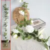 Rattan Artificial Imitación Rosa Flor Falsa Enredadera Hogar Mesa de Comedor Colgante de Puerta Decoración Arreglo Fondo de Boda Flores Falsas
