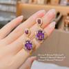 Pendientes Caibao con colgante de amatista y oro de dos colores, estilo italiano vintage, con diamantes morados y diseño artesanal.