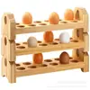 Estante de Madera para Huevos en Stock, Portahuevos de Gran Capacidad, Estante de Almacenamiento para Bandeja de Huevos de Refrigerador, Organizador de Bandeja de Huevos de Madera Maciza