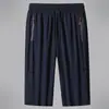 Pantalones Cortos de Hielo de Seda para Hombre, Verano Delgados Sueltos Casuales para Correr Deportes, Secado Rápido, Talla Grande Pantalones 7/8