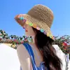 Sombrero de Paja Floral para Mujer, Sombrero de Sol de Ala Ancha Estilo Ins de Verano, Sombrero de Pescador Plegable para Vacaciones en la Playa y Viajes