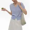 Cardigan Tricotado Simples de Gola V com Mistura de Lã 30% para Mulheres, Novo Top Versátil de Verão Emagrecedor