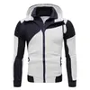 Nova Moletom Color Block para Homens, Estilo Esportivo Casual, Zíper Duplo Interno e Externo, Moletom com Capuz para Homens, Preço de Atacado, Estiloso e Forrado com Fleece