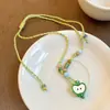 Collar con Colgante de Manzana Verde Infantil y Lindo para Mujer, Cadena para Clavícula con Diseño Único de Nicho, Accesorios Dulces y Femeninos Personalizados