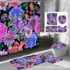 Cortina de Chuveiro Série Flores da Amazonia Impressão Digital Poliéster Impermeável e Resistente a Mofo Conjunto de Quatro Peças Novo Produto do Fabricante com Separação Seco e Úmido