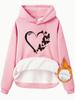 Comercio electrónico transfronterizo otoño e invierno amor mariposa estampado chalecos con capucha otoño e invierno tendencia Joker camisas de manga larga para mujer en stock al por mayor