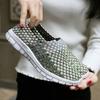 Zapatos de mujer tejidos informales, transpirables y bajos, de primavera y verano, 2021. Nueva moda, zapatos tejidos para exteriores, zapatos casuales de moda para mujer.