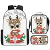 Mochila de Natal Natalina Transfronteiriça Estampada Estudante do Ensino Fundamental Mochila Escolar Pasta Estojo Amazon Daifa