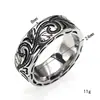 Novo Anel de Titânio com Vinha em Relevo Moda Retrô Masculino Ins Nicho Anel Pulseira Tendência Atacado