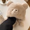 Orelhas de Urso Fofas Chapéu Lei Feng Acolchoado Feminino Aquecimento de Inverno Espessado Mais Fácil de Combinar Chapéu de Orelha para Ciclismo Chapéu Pulôver Baotou