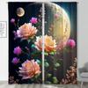 2 Piezas nueva venta directa de fábrica transfronteriza serie flor de mes cortina decoración del hogar impresión digital 3D