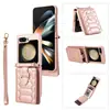 Aplicable a Z FLIP5 estilo Chanel rombos combinación de colores carcasa protectora ranura para tarjeta bandolera con tapa bandolera tarjetero funda de teléfono