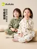 Dududu Home Conjunto Infantil Outono Roupa de Casa Novo Estilo Top Divertido para Meninas Roupas de Bebê Calça Comprida para Meninos Roupa de Outono