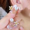 Pendientes pequeños de flor de ópalo fresco de moda japonesa y coreana para mujer, con aguja de plata s925, exquisitos pendientes pequeños con diseño que combinan con todo para mujer