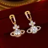 Pendientes Explosivos de Reina Madre con Circonita Flash Saturno para Mujer, Pendientes Exquisitos de Alta Gama, Estilo de Celebridad, Accesorios para Orejas de Lujo Ligero
