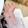 Pulsera de Plata de Ley S925 con Cristal Blanco Facetado Geométrico y Aguamarina Natural, Diseño de Cubo de Azúcar para Mujer, Exquisito y Fresco Accesorio de Mano para el Verano