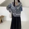 Cardigan de Tricô Jacquard Fair Isle Retrô para Mulheres, Novo Lançamento Outono/Inverno 2026, Casaco Suéter Casual Solto Espessado