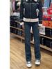 Jeans Rectos Vintage para Mujer Otoño e Invierno 2024 Nuevo Pequeñas Explosiones forrado de vellón Cintura Alta Adelgazantes Pantalones de Pierna Estrecha Ancha
