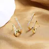 Pendientes Geométricos de Doble Capa Lineales de Lujo Ligero y Gama Alta Pendientes Exagerados de Doble Capa Modernos Elegantes para Mujer Pendientes Versátiles Espejo Cruzado