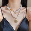 Juego de collar de perlas de concha de la serie marina, cadena para clavícula de temperamento de alta gama, joyería para mujer
