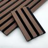 Grelha de Parede MDF Personalizada para Exportação Transfronteiriça Painel à Prova de Som com Folha de Madeira Côncavo-Convexo Fibra de Poliéster Tira de Madeira Painel de Madeira Absorvente de Som