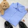 Atacado de fábrica uniforme escolar japonês ortodoxo gola pontuda gola redonda jk camisa branca de manga curta roupa de trabalho não transparente