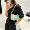Bolsa de tecido artística estilo coreano, bolsa de ombro de veludo cotelê simples e casual para mulheres, bolsa transversal mini de cor sólida, bolsa de mão de lona