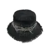 Moda Nuevo Sombrero de Pescador de Mezclilla Sombrilla para Exteriores Sombrero para el Sol Estilo Europeo y Americano Retro Borde Crudo Sombrero de Cubo Listo para la Venta