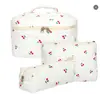 Bolsa Cosmética Portátil Grande Capacidade Floral Pequeno Armazenamento Algodão Acolchoado Portátil Flores Fofas Ins Viagem Estudantes