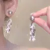 Brincos de Guirlanda com Pérolas Imitação de Princesa Sereia "Céu Pintado" para Mulheres, Brincos de Pressão para Orelhas Não Perfuradas