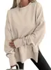 Sudadera holgada transfronteriza europea y americana Amazon TEMU con aberturas laterales, patchwork, cuello redondo, mangas cortas y mangas murciélago
