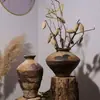 Vaso Retro Estilo Wabi-sabi de Jingdezhen Sem Furo Arranjo de Flores Secas Artesanal Decoração de Ornamentação de Vaso de Barro Cerâmica Rústica B&B Zen