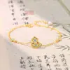 Nuevo Pulsera de Calabaza Esmaltada Azul Estilo Chino para Mujer, Chapada en Oro de 18K, Joyería de Lujo Ligero Vintage de Nicho de Gama Alta