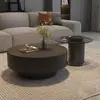 Nueva mesa de centro de losa de roca de vidrio negro estilo chino, mesa de centro minimalista italiana para sala de estar, mesa de té combinada simple de alta gama