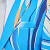 20 Años 7 Trajes Florales Xz103A08 Azul Cielo Mezcla de Algodón Spandex Cuello de Solapa Plana