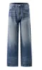 Jeans Retro Americanos Lavados con Degradado para Hombre Otoño/Invierno 2026, Holgados Rectos Desgastados con Efecto Caído y de Largo Completo