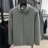 Chaqueta de Forro Polar Otoño e Invierno para Hombre Exportación Cuello Alto Cremallera Cárdigan Sudadera Engrosada Cálida Forro Polar Color Sólido Top