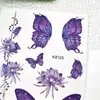 Nuevas Pegatinas de Tatuaje de Mariposa Morada y Loto Impermeables de Larga Duración Estilo Ins Decoración Facial Pegatinas Desechables Venta al por Mayor en Stock