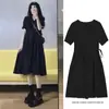 Falda de Mujer Embarazada Vestido de Verano Por Encima de la Rodilla Vestido Largo Moda Trendy Mamá Elegante Holgado Vestido Negro Estilo Occidental Delgado