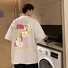 Camiseta con Estilo Americano, Sentido del Diseño, Estampado Floral de Enredadera, para Hombre, Verano, Corte Limpio, Pesada, Manga Corta, Streetwear, para Pareja, Manga Media