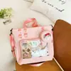 Lindo Bolso Cruzado para Estudiante Universitario Bolso Estilo Universitario para Mujer Transparente Color Sólido Bolso Hinchado Dolorido Gran Capacidad Bolso de Hombro para Estudiante de Secundaria Trendy