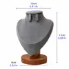 Soporte de Exhibición de Collares de Madera Maciza Color Nogal Maniquí de Cuello para Collares Soporte de Joyería para Colgantes Cuello para Retratos Joyería para Cuello Superficie de Cuero y Terciopelo