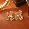 Pendientes de Flor Recortada Estilo Europeo y Americano Pendientes Exagerados Simples Retro Franceses Joyería de Estilo Vacacional para Mujer