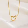 Pulsera Collar de Acero Inoxidable con Forma de Corazón de Venta Caliente Europea y Americana para Mujer, Cadena para Clavícula de Amor Color Duradero Electrochapado en Oro de 18K, Accesorios