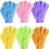 Guantes de baño de nailon de cinco dedos, toalla de baño para niños, toalla de baño de burbujas colorida, exfoliante de espalda sin frotar, venta al por mayor del fabricante